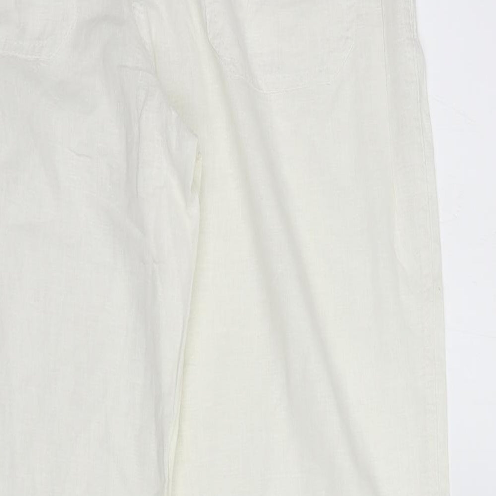 Primark Womens White  Viscose Trousers  Size 10 L32 in Regular Button