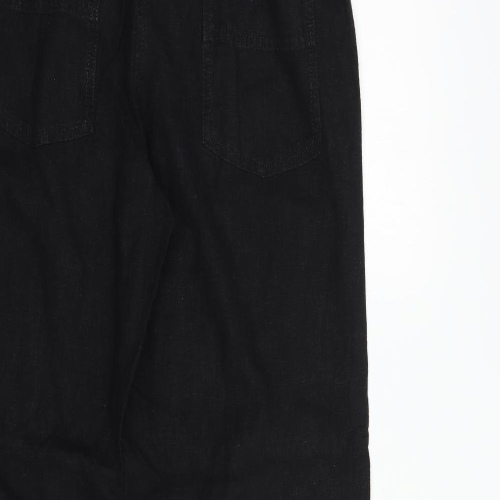 NEXT Womens Black  Linen Trousers  Size 10 L29 in Regular Button