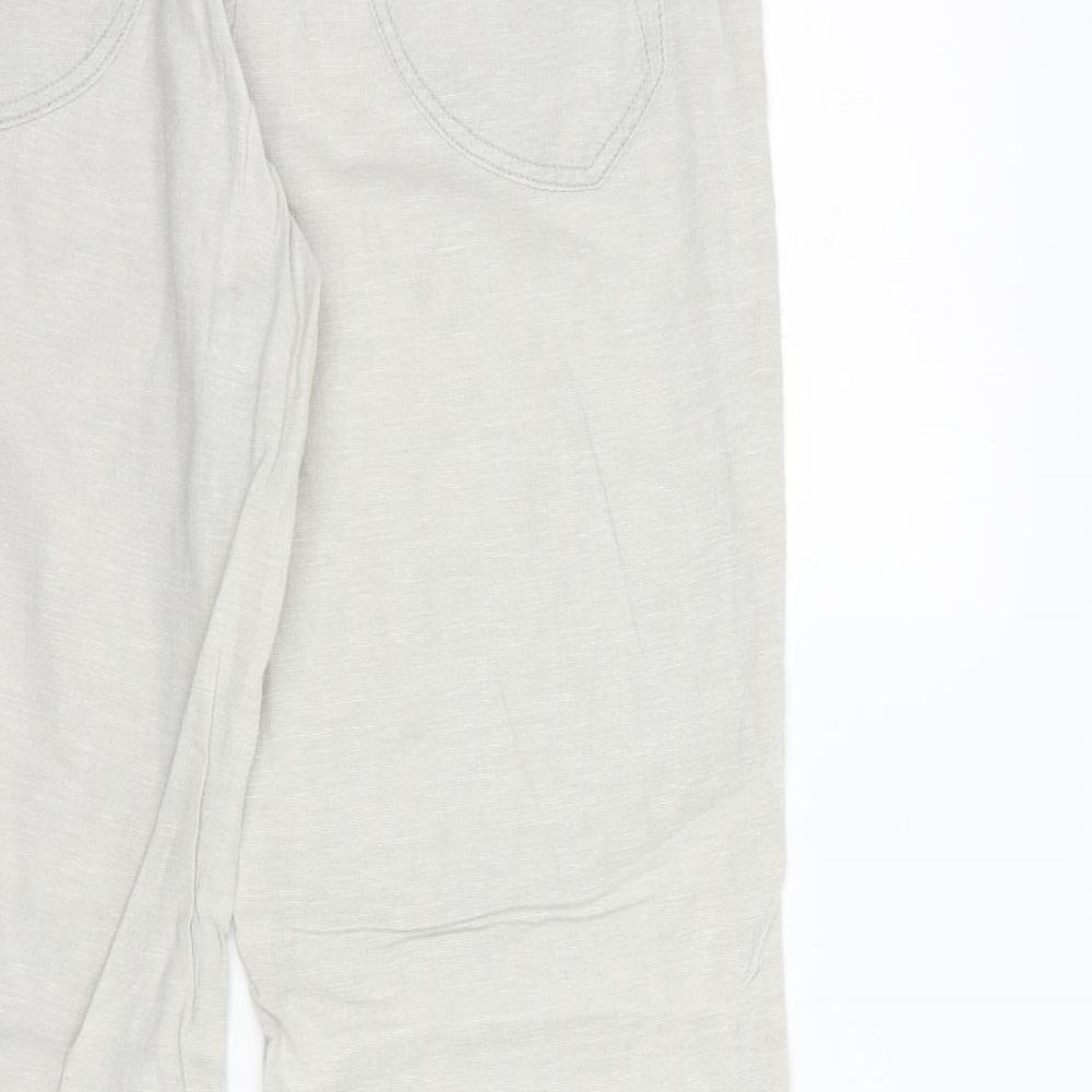 Mantaray Womens Grey  Linen Trousers  Size 12 L30 in Regular Button