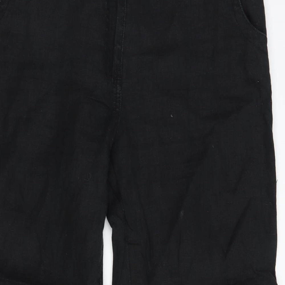 George Womens Black  Linen Trousers  Size 16 L28 in Regular Button
