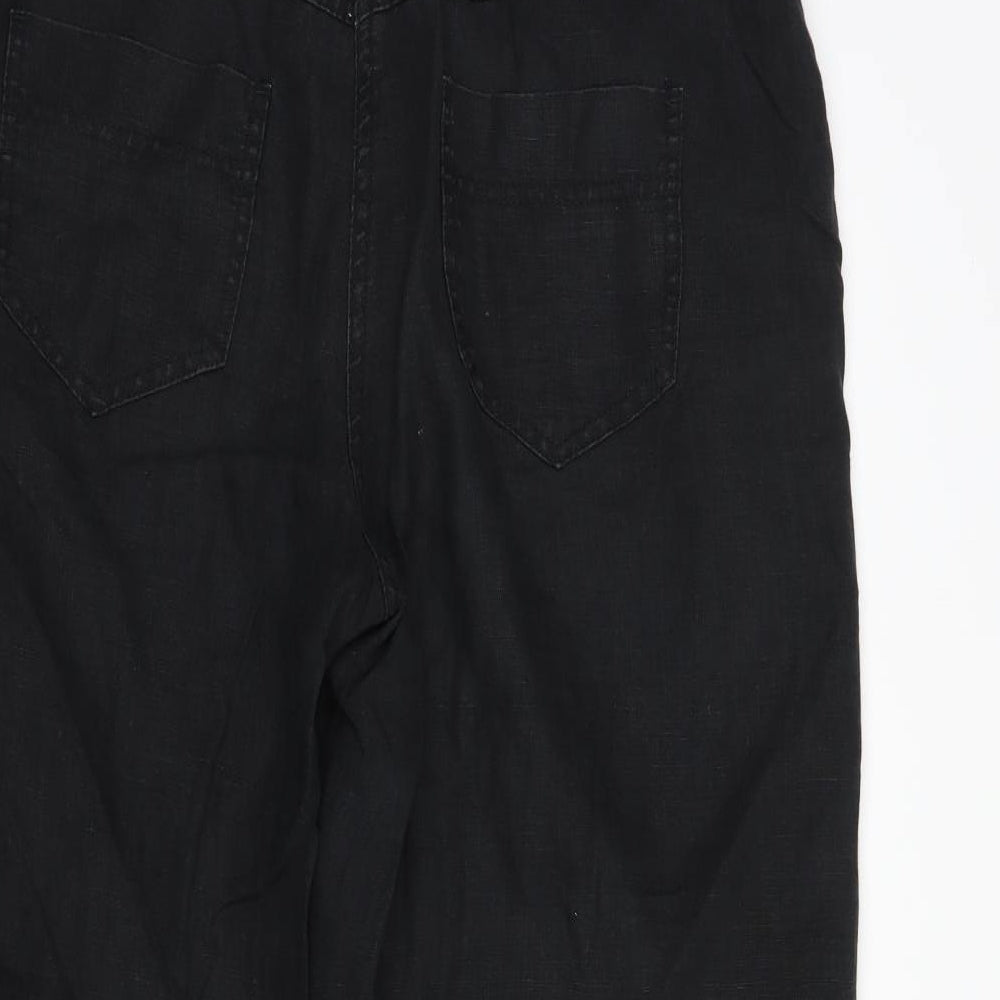 George Womens Black  Linen Trousers  Size 16 L28 in Regular Button