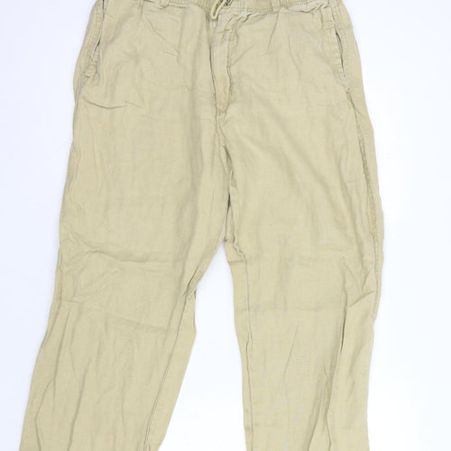28 Palms Womens Beige  Linen Trousers  Size 12 L28 in Regular Button