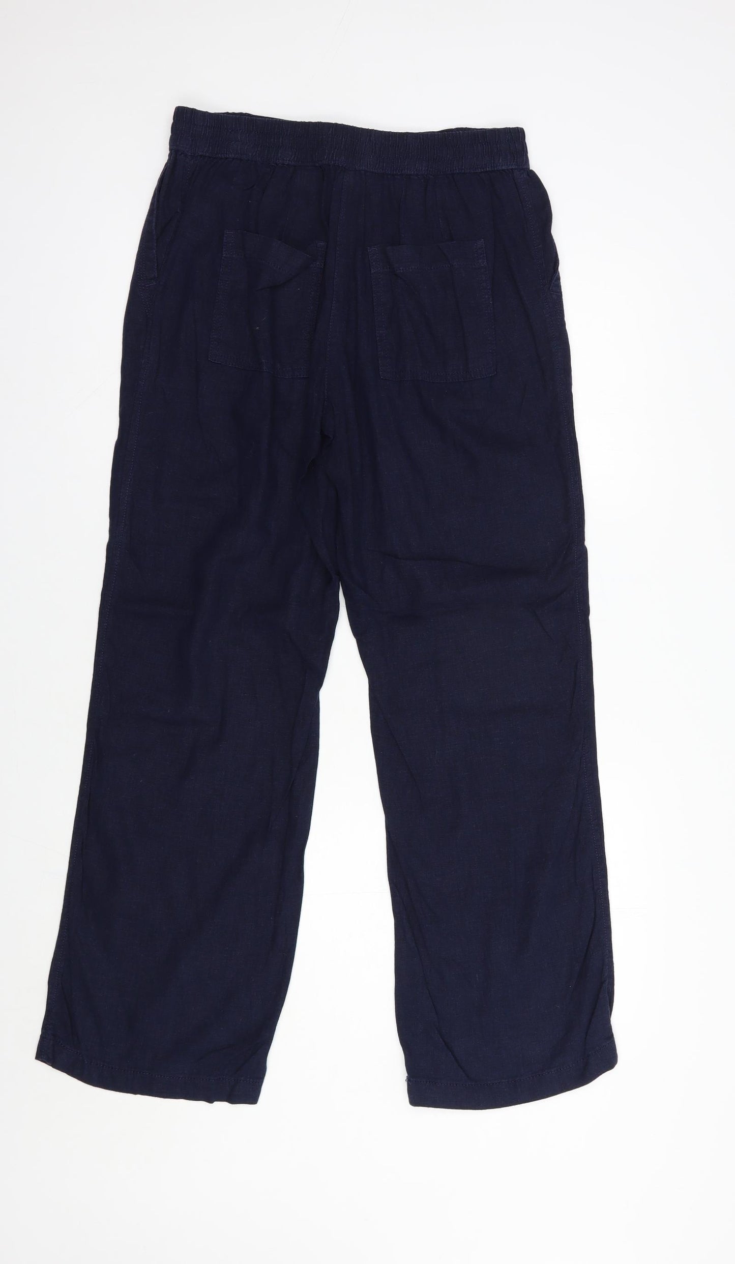 NEXT Womens Blue  Linen Trousers  Size 12 L30 in Regular Drawstring