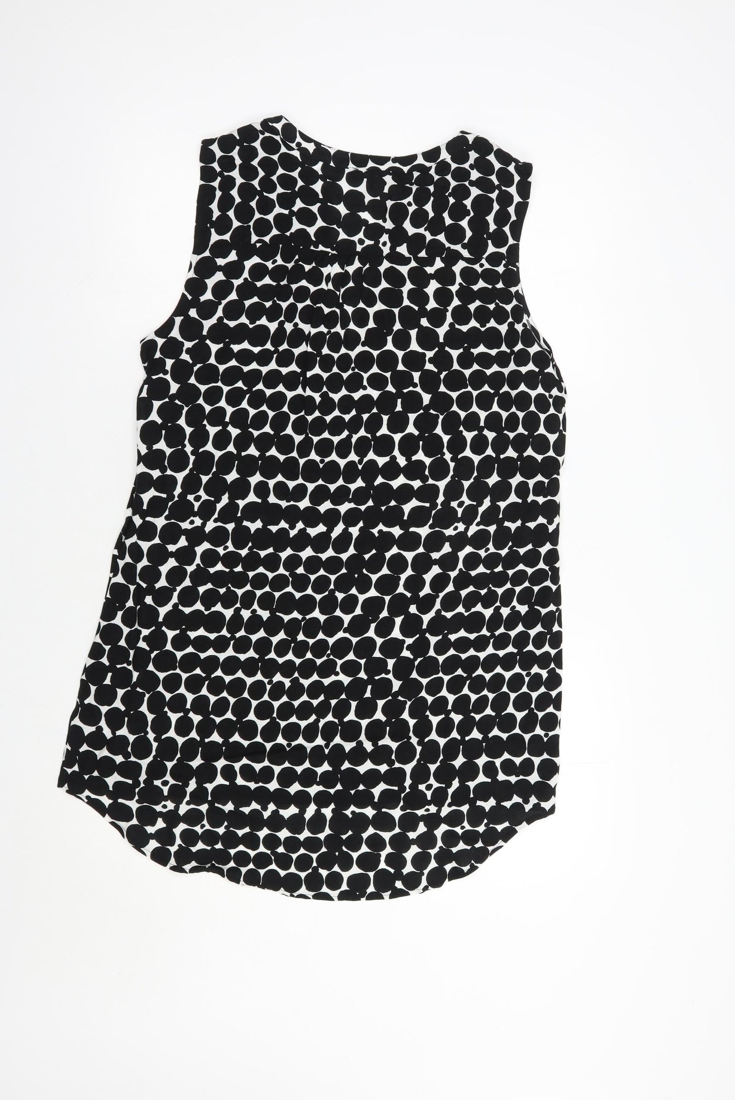 George Womens Black Geometric Viscose Basic Blouse Size 12 V-Neck
