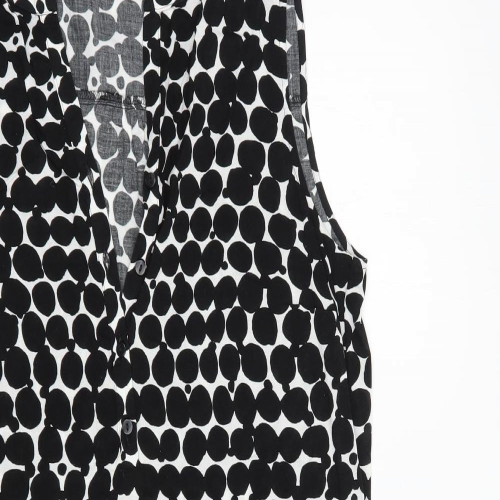 George Womens Black Geometric Viscose Basic Blouse Size 12 V-Neck