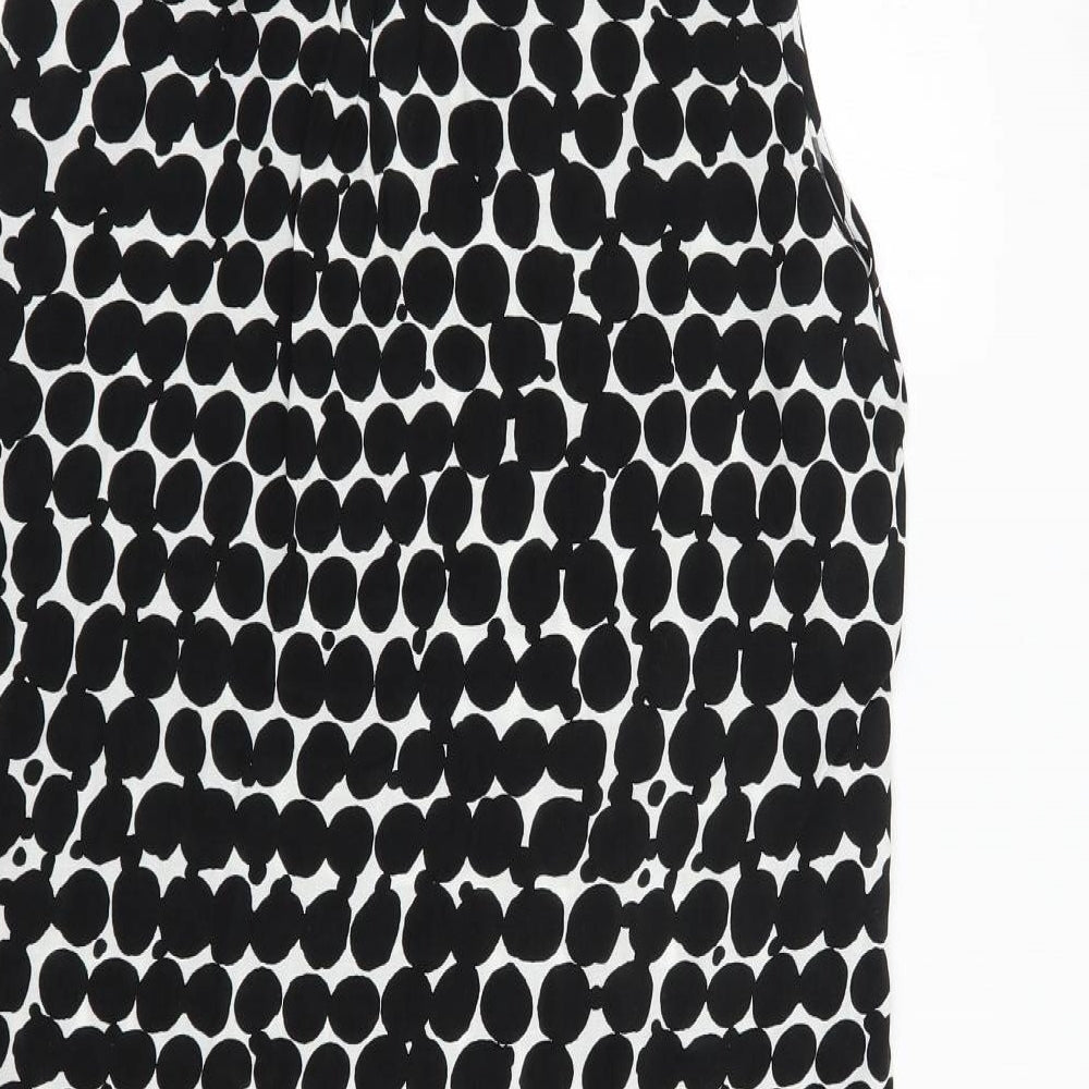 George Womens Black Geometric Viscose Basic Blouse Size 12 V-Neck