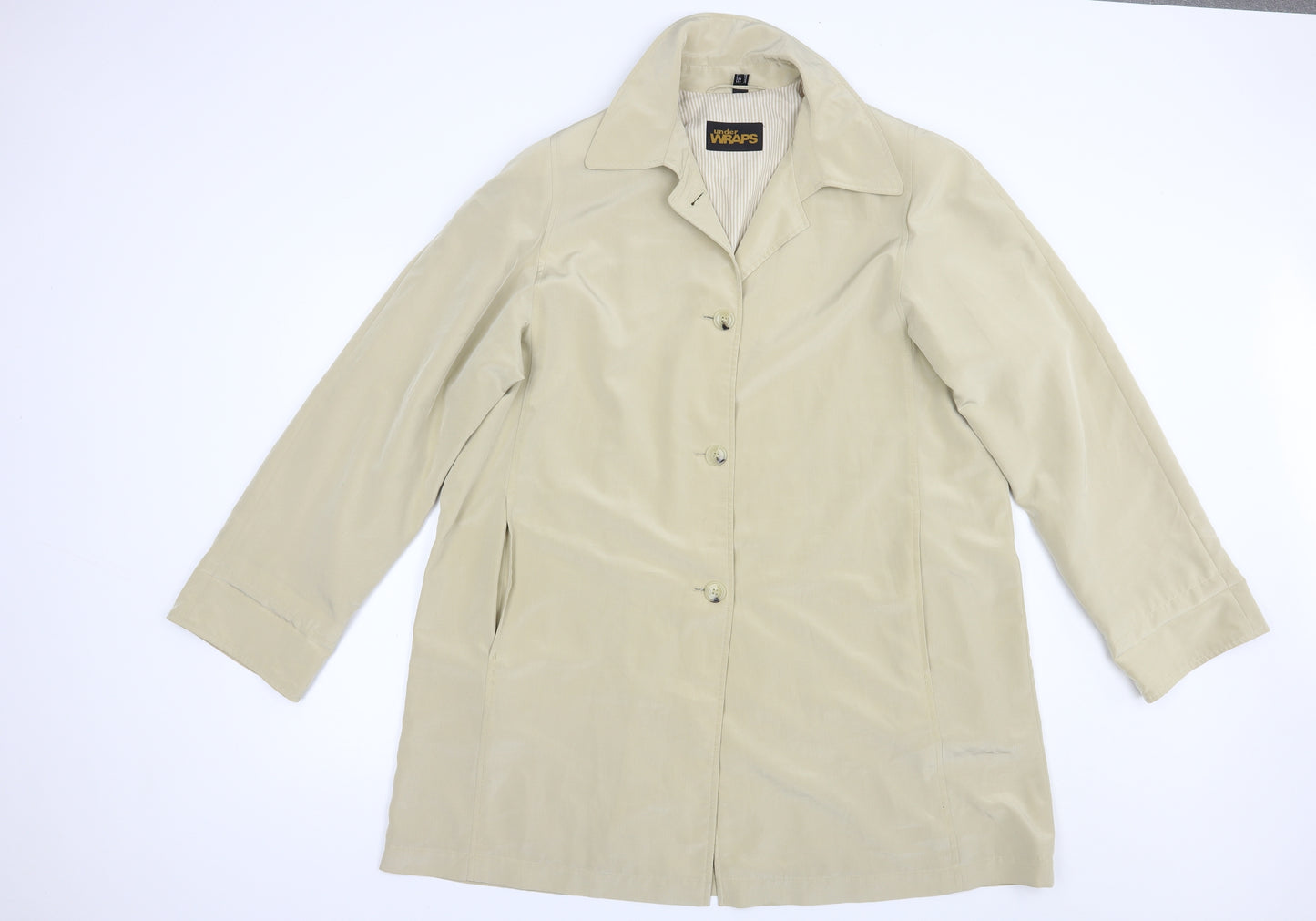Under Wraps Womens Beige   Trench Coat Coat Size 14  Button