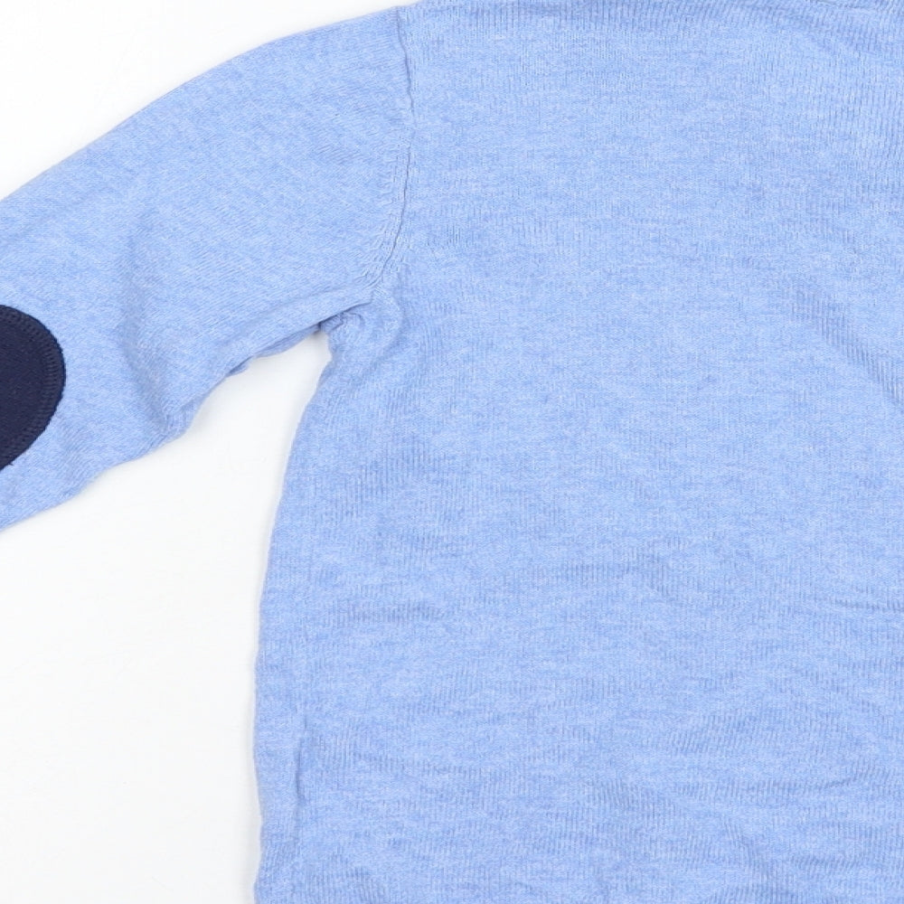 H&M Boys Blue Henley  Cotton Pullover Jumper Size 4-5 Years  Button