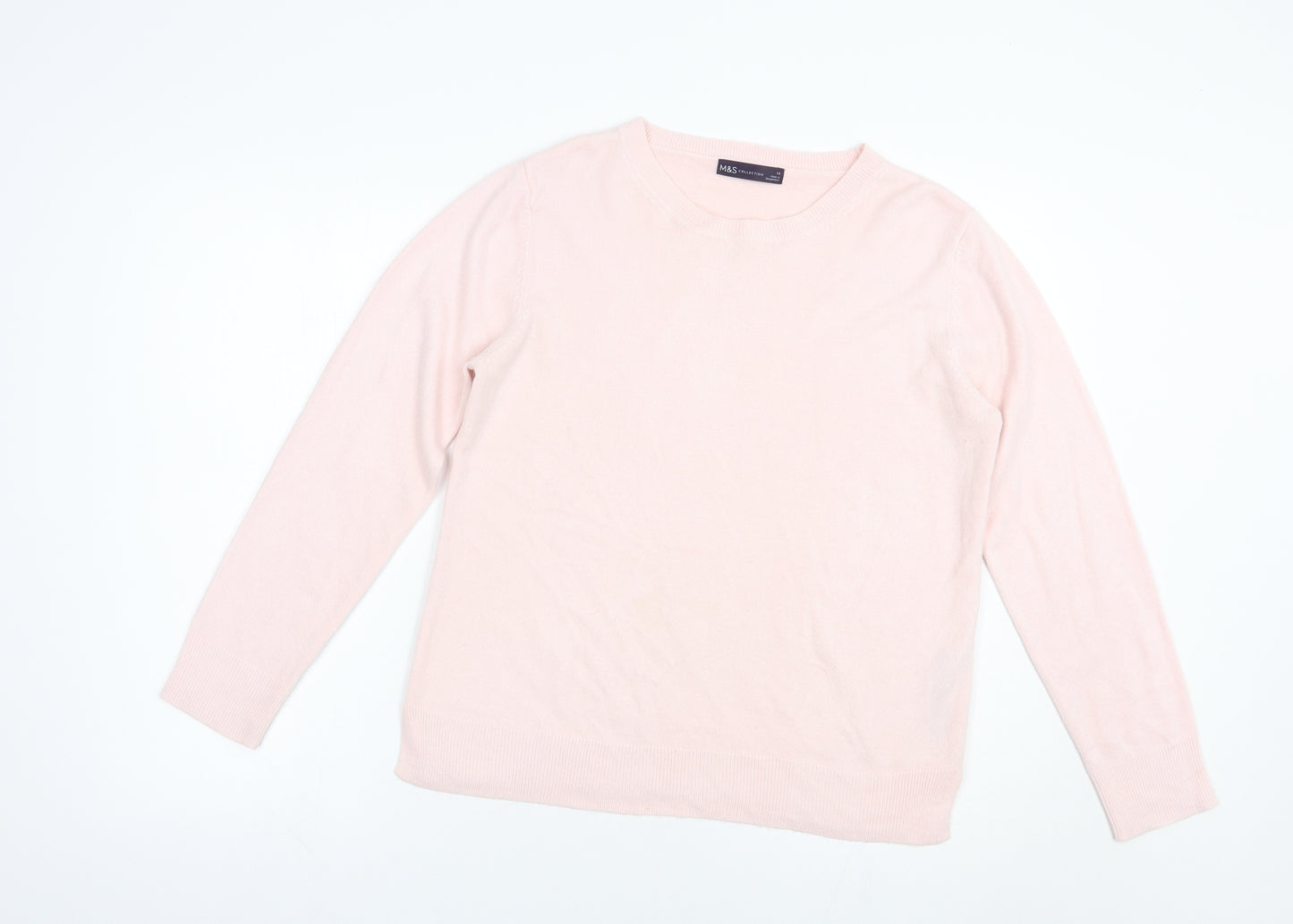 Marks and Spencer Womens Pink Boat Neck  Acrylic Pullover Jumper Size 14