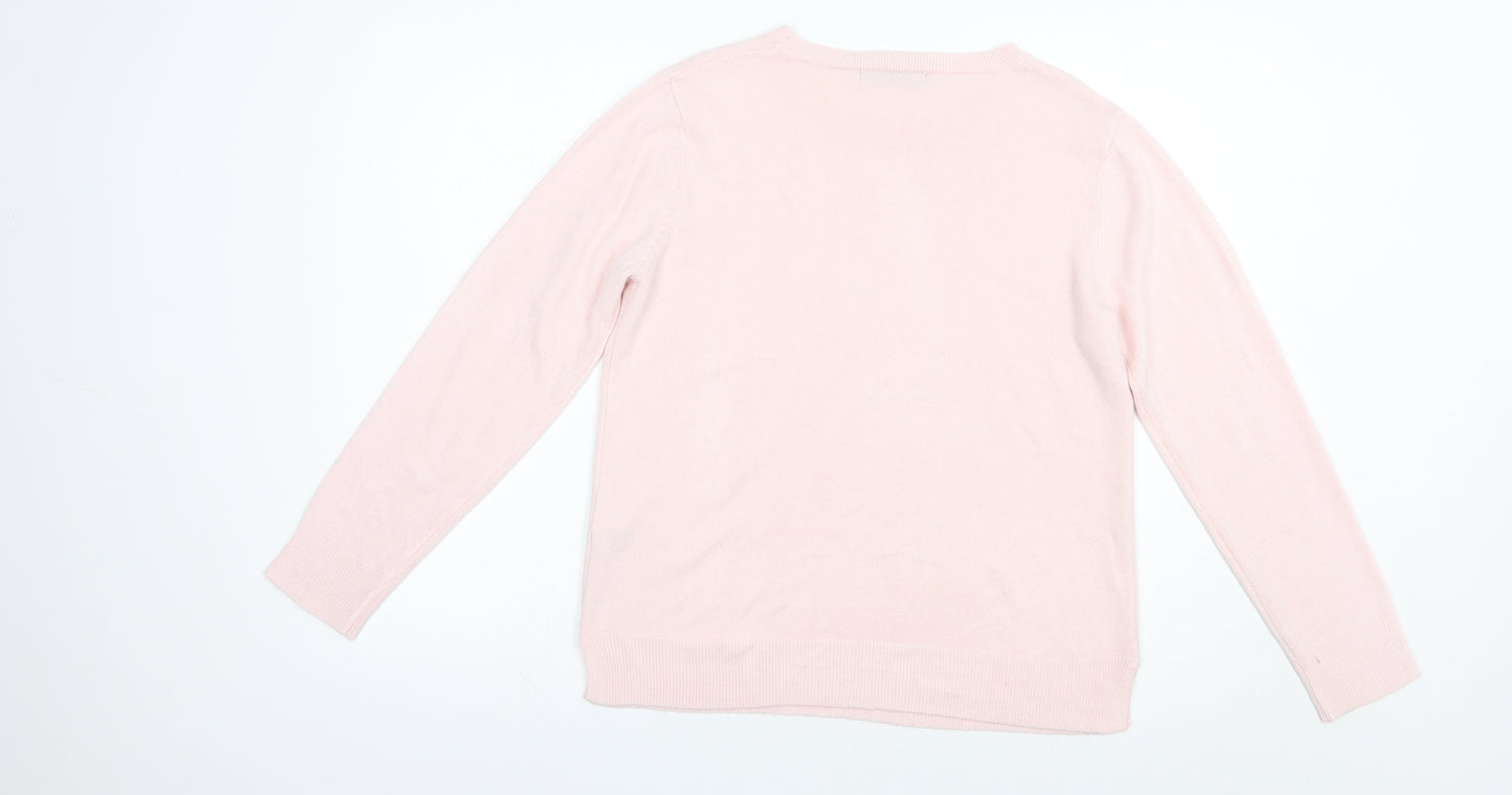 Marks and Spencer Womens Pink Boat Neck  Acrylic Pullover Jumper Size 14