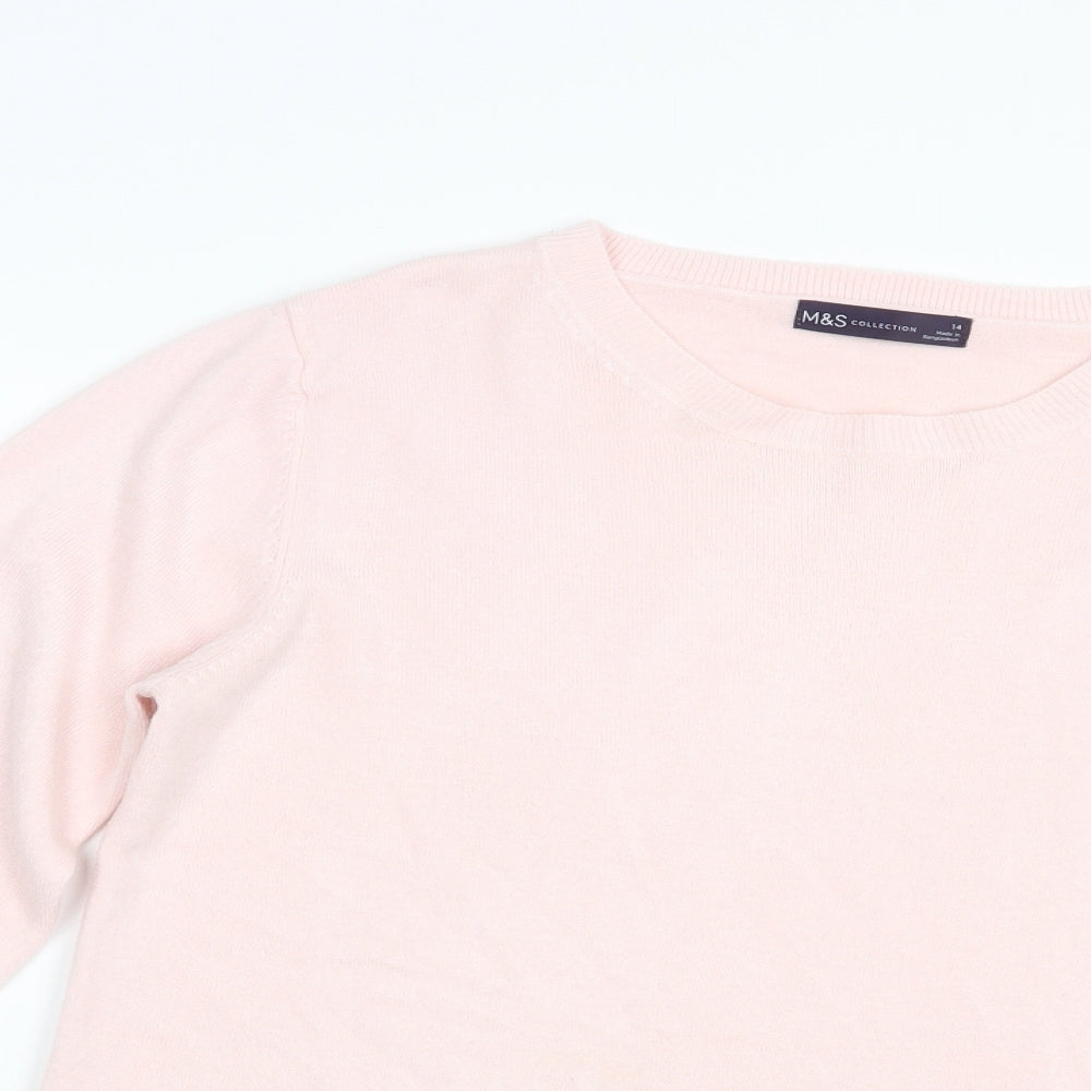 Marks and Spencer Womens Pink Boat Neck  Acrylic Pullover Jumper Size 14