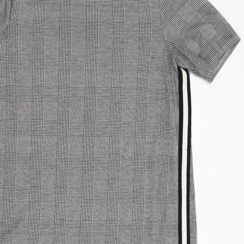 George Womens Grey Plaid Polyester Shift  Size 12  Boat Neck Pullover