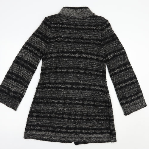Wallis Womens Black High Neck Striped Acrylic Cardigan Jumper Size S