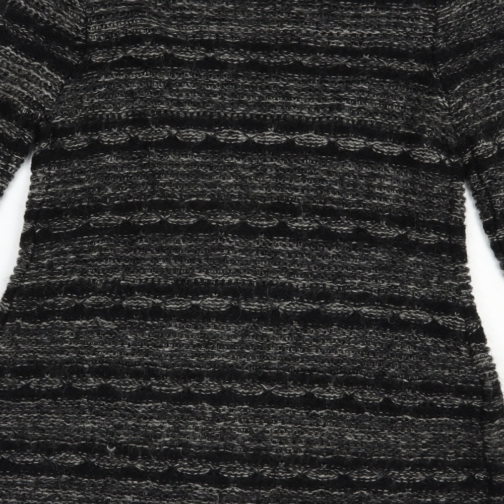 Wallis Womens Black High Neck Striped Acrylic Cardigan Jumper Size S