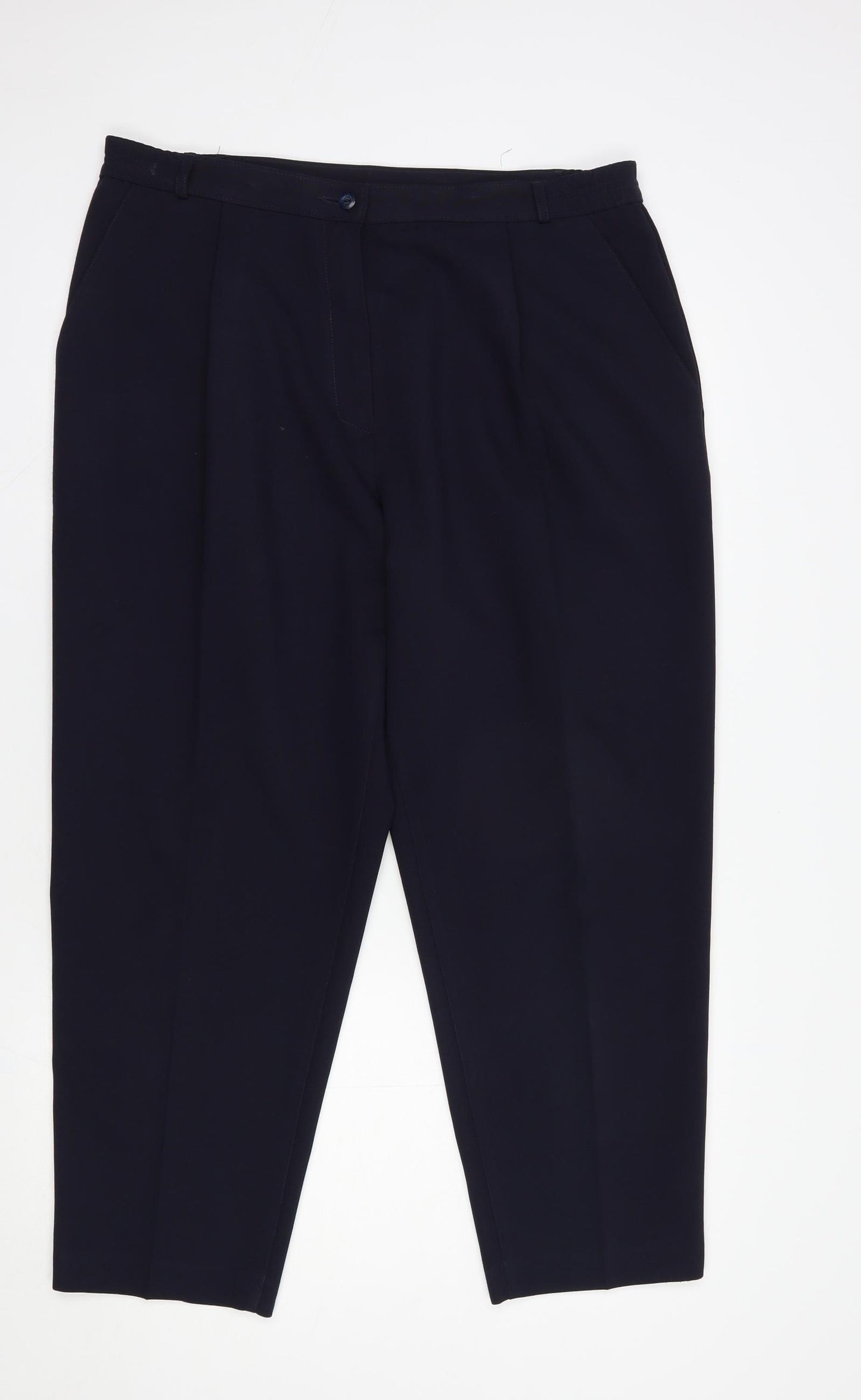 Marks and Spencer Womens Blue  Polyester Dress Pants Trousers Size 18 L26 in Regular Button