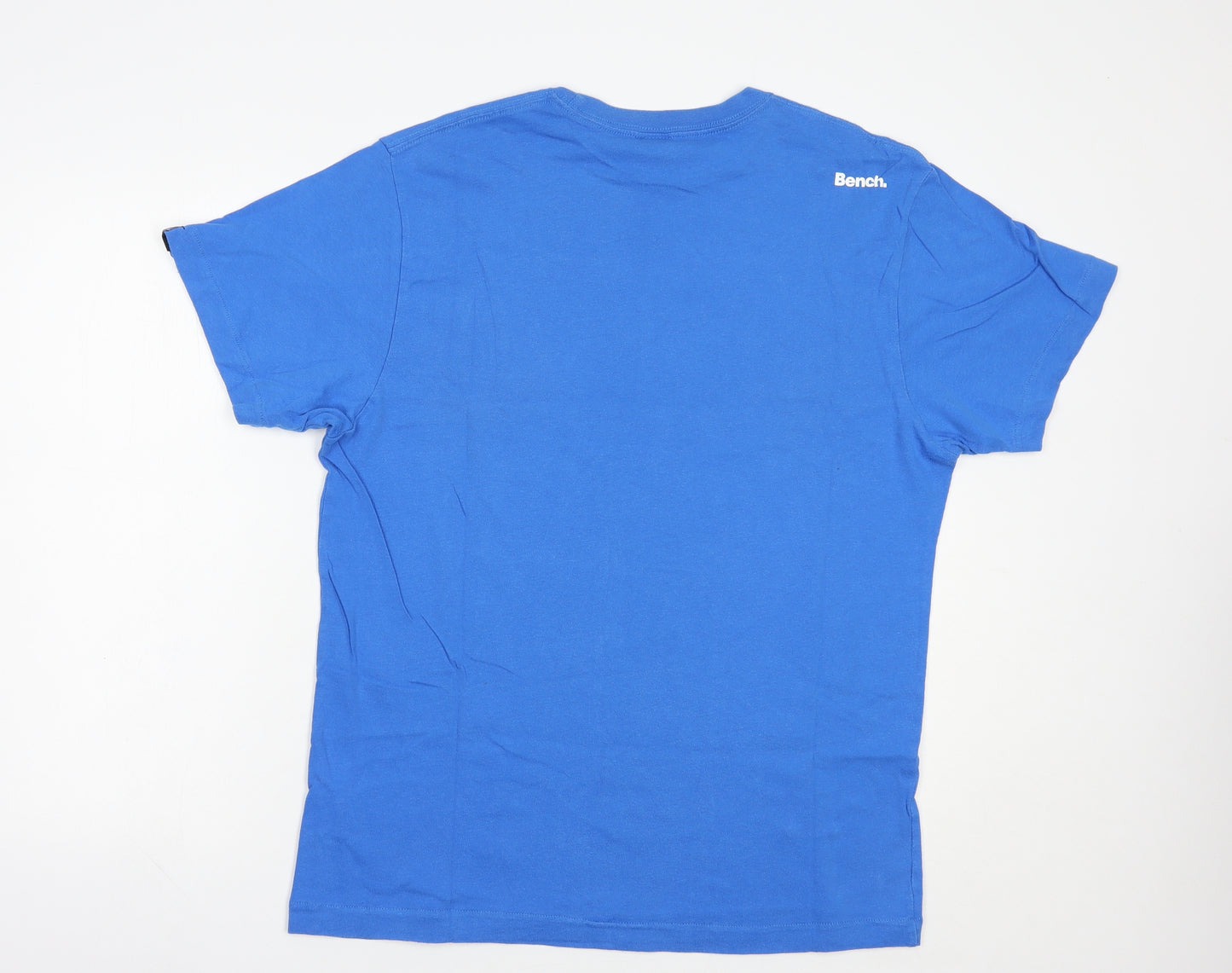 Bench Mens Blue  Cotton  T-Shirt Size L Crew Neck