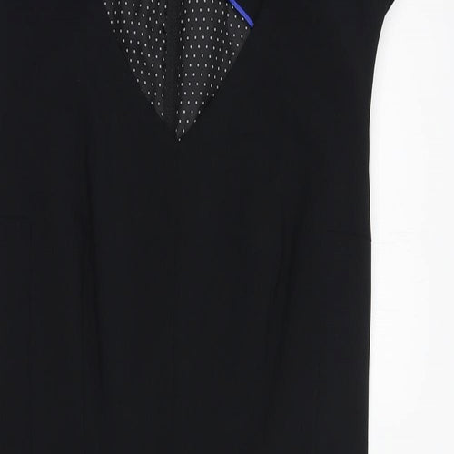 New Look Womens Black  Polyester Pencil Dress  Size 14  V-Neck Zip