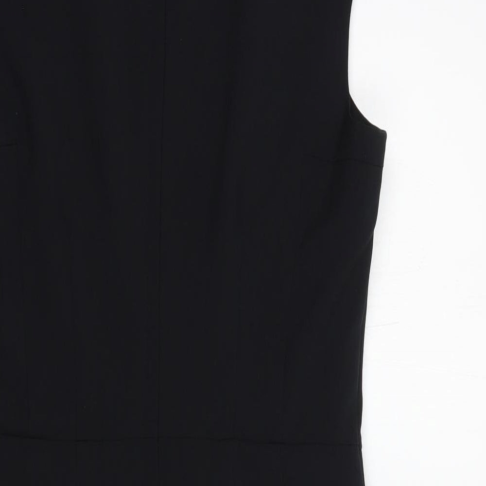 New Look Womens Black  Polyester Pencil Dress  Size 14  V-Neck Zip