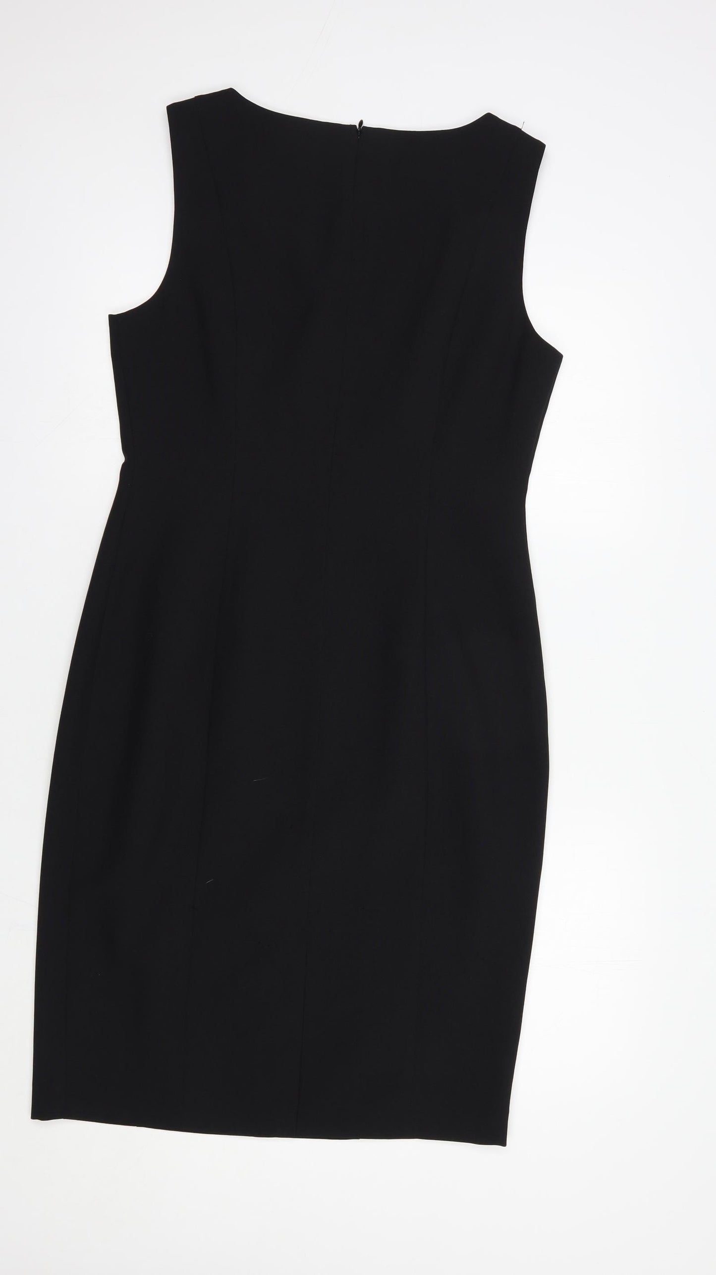 F&F Womens Black  Polyester Pencil Dress  Size 12  Boat Neck Zip