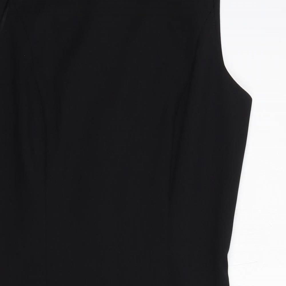 F&F Womens Black  Polyester Pencil Dress  Size 12  Boat Neck Zip