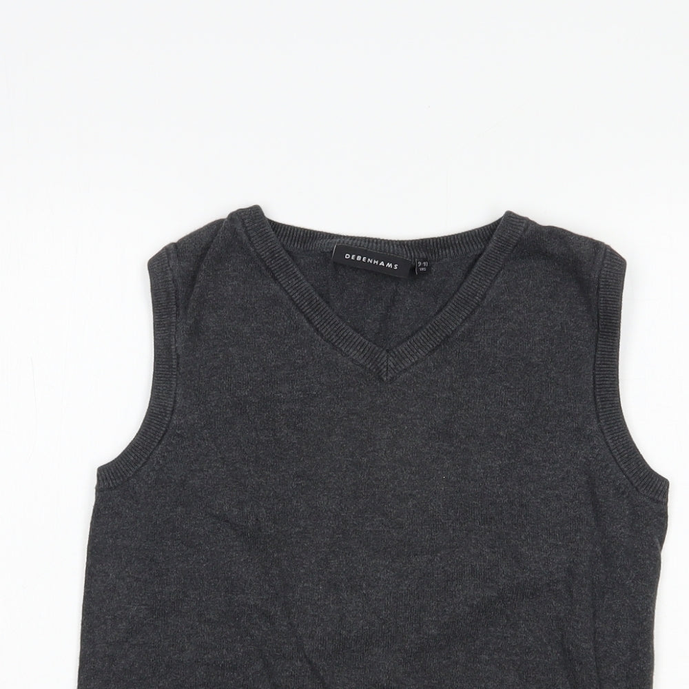 Debenhams Boys Grey V-Neck  Cotton Pullover Jumper Size 9-10 Years  Pullover