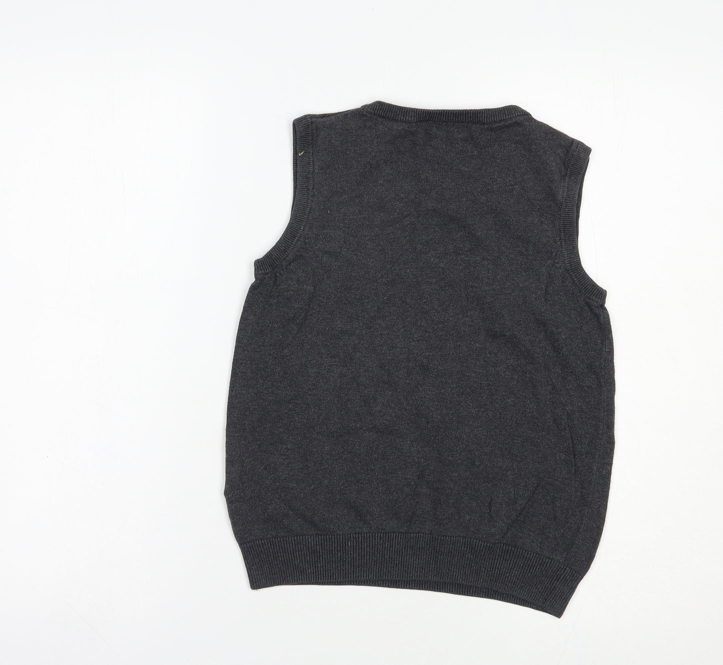 Debenhams Girls Grey V-Neck  Cotton Vest Jumper Size 9-10 Years  Pullover