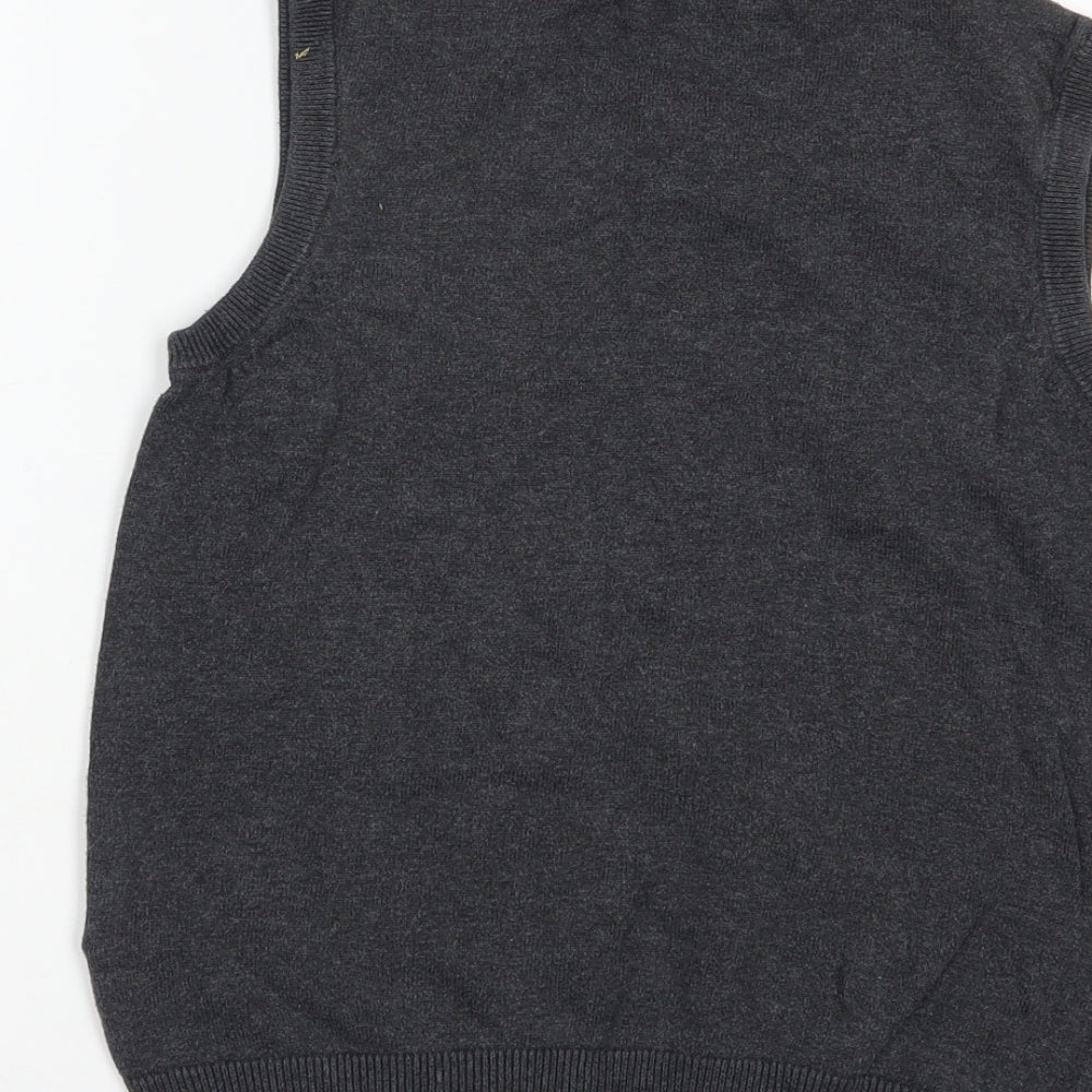 Debenhams Girls Grey V-Neck  Cotton Vest Jumper Size 9-10 Years  Pullover