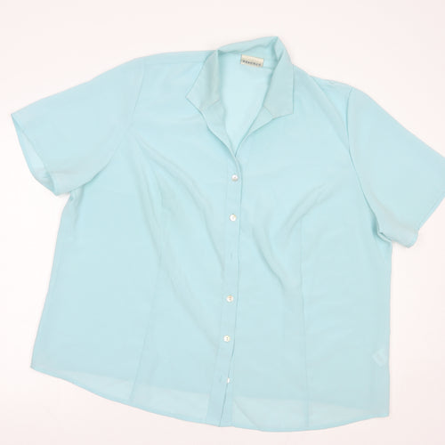 essence Womens Blue  Polyester Basic Button-Up Size 22 Collared