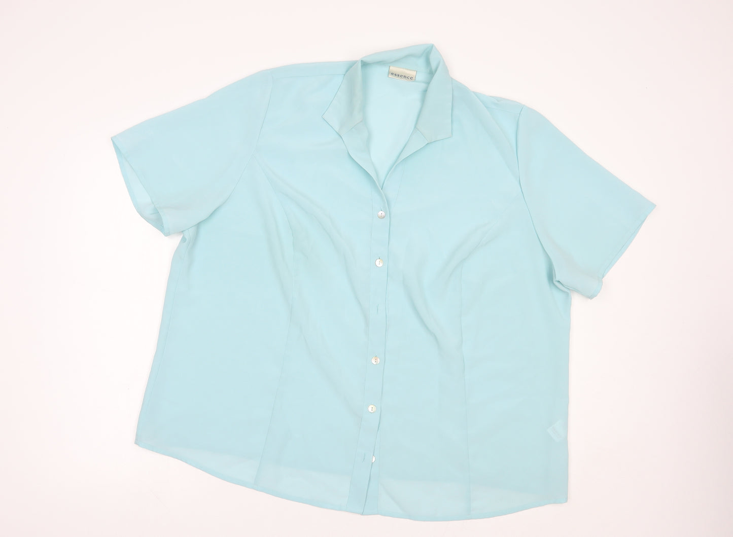 essence Womens Blue  Polyester Basic Button-Up Size 22 Collared