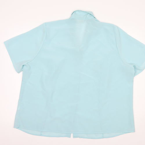 essence Womens Blue  Polyester Basic Button-Up Size 22 Collared
