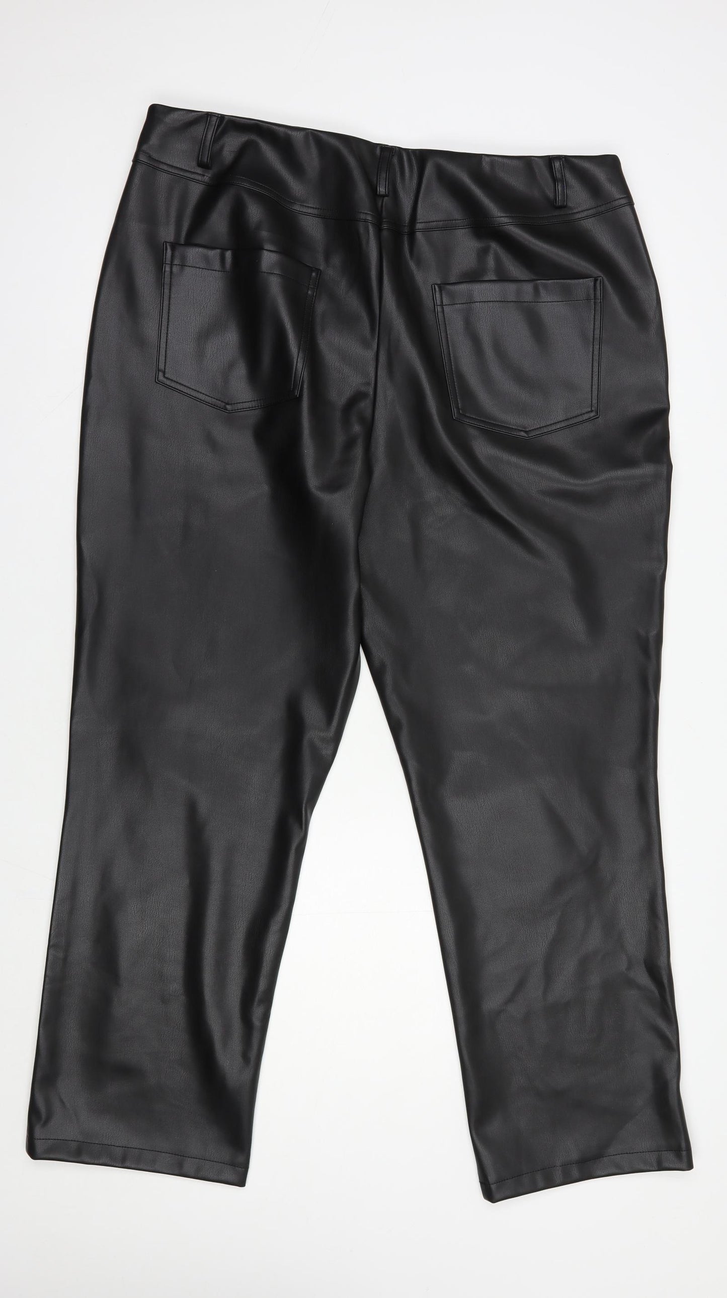 Gallery Womens Black  Polyurethane Trousers  Size 18 L30 in Regular Button - Faux Leather