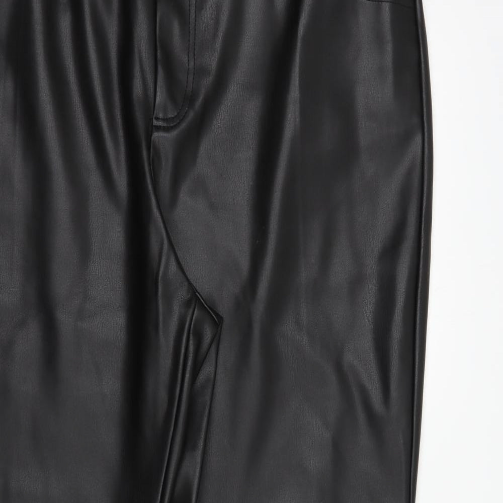 Gallery Womens Black  Polyurethane Trousers  Size 18 L30 in Regular Button - Faux Leather