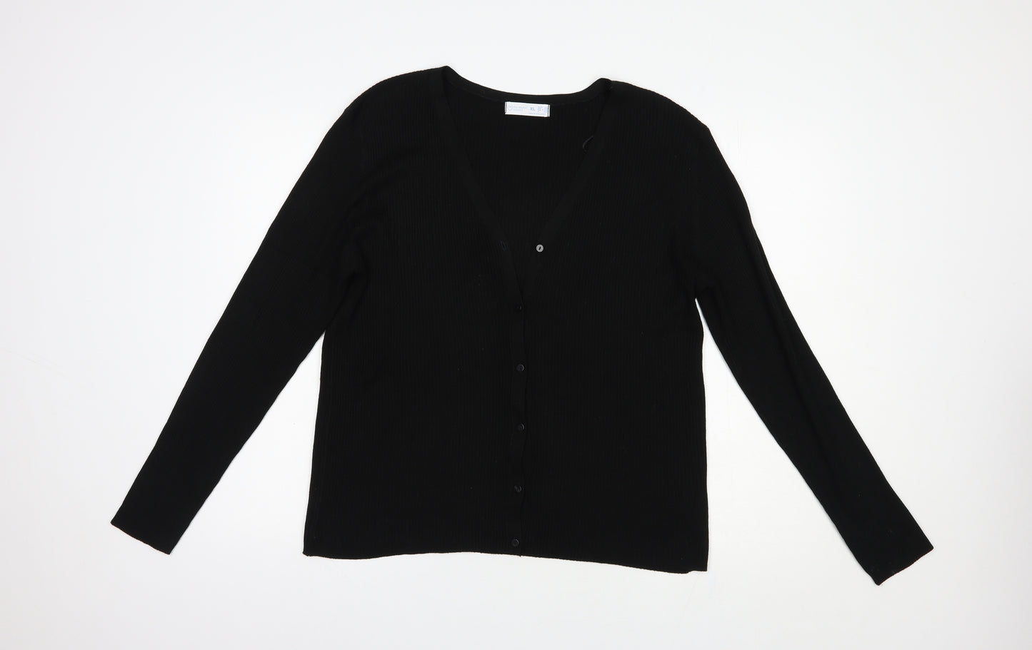 Primark Womens Black V-Neck  Viscose Cardigan Jumper Size 18