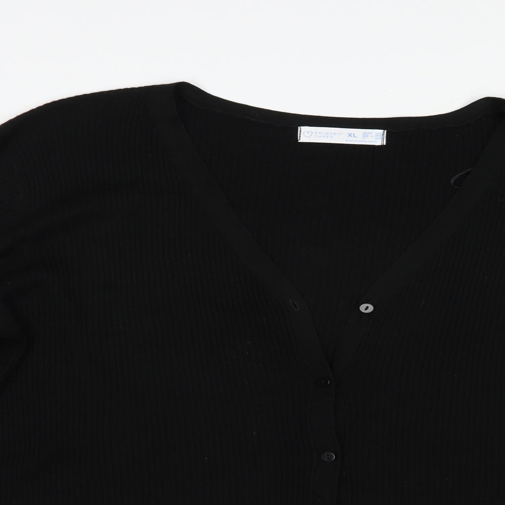 Primark Womens Black V-Neck  Viscose Cardigan Jumper Size 18