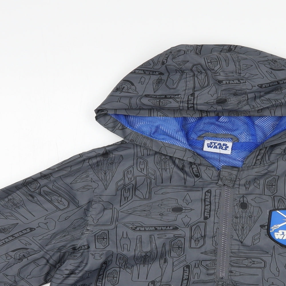 TU Boys Grey Geometric  Windbreaker Jacket Size 6 Years   - Star Wars