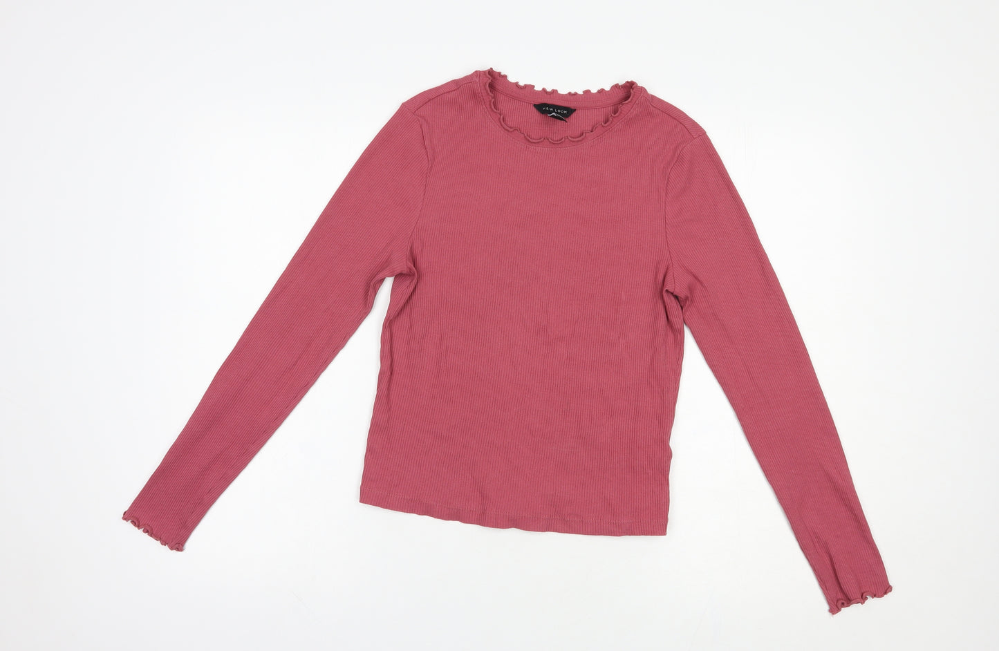 New Look Womens Pink  Cotton Basic T-Shirt Size 10 Crew Neck