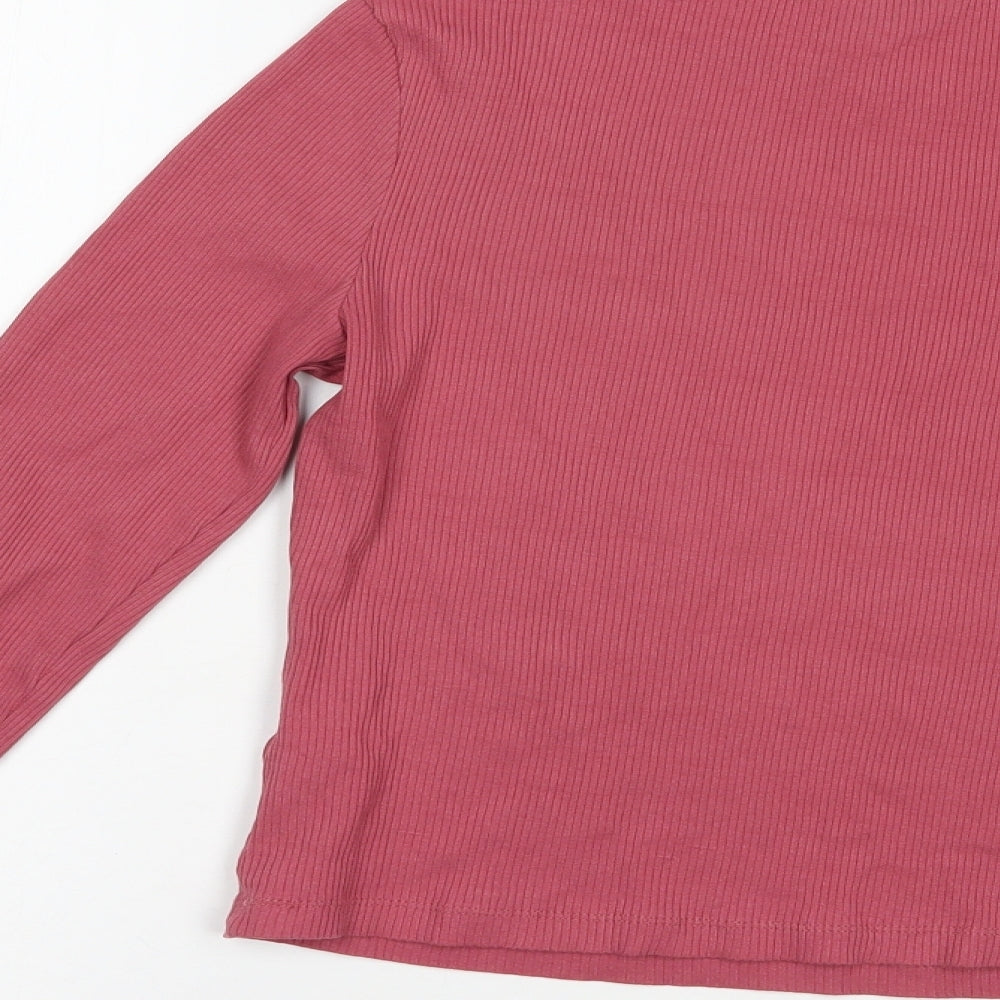 New Look Womens Pink  Cotton Basic T-Shirt Size 10 Crew Neck