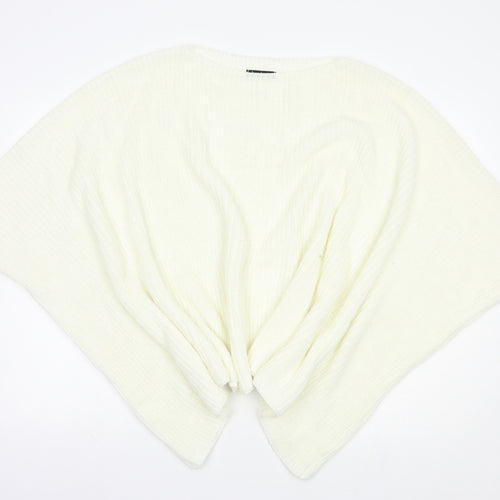 Boohoo Womens Ivory Boat Neck  Acrylic Pullover Jumper Size M