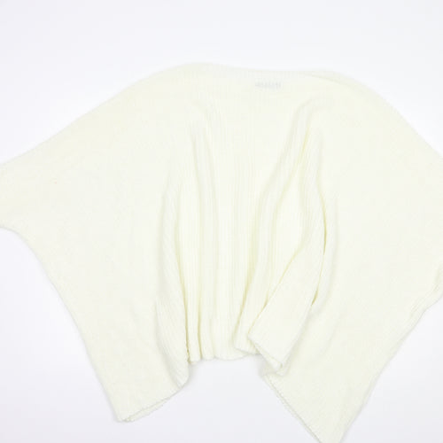 Boohoo Womens Ivory Boat Neck  Acrylic Pullover Jumper Size M