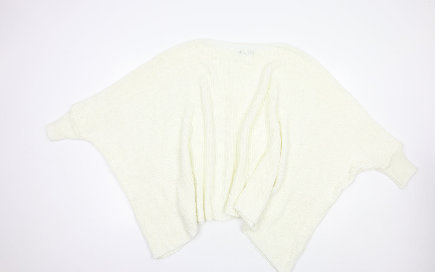 Boohoo Womens Ivory Boat Neck  Acrylic Pullover Jumper Size M