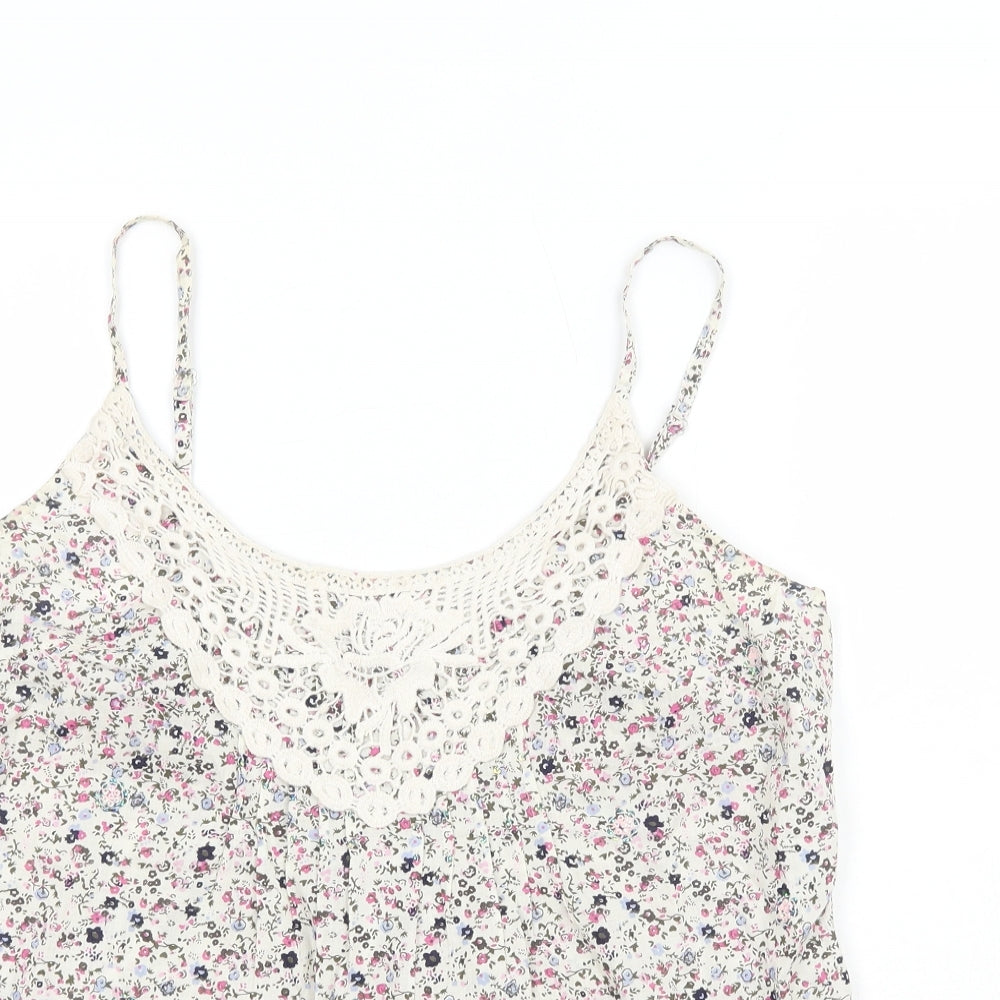 Dorothy Perkins Womens Multicoloured  100% Cotton Basic Tank Size 14 Scoop Neck