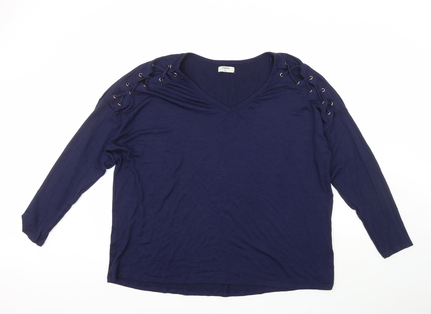 Papaya Womens Blue  Viscose Pullover Sweatshirt Size 20