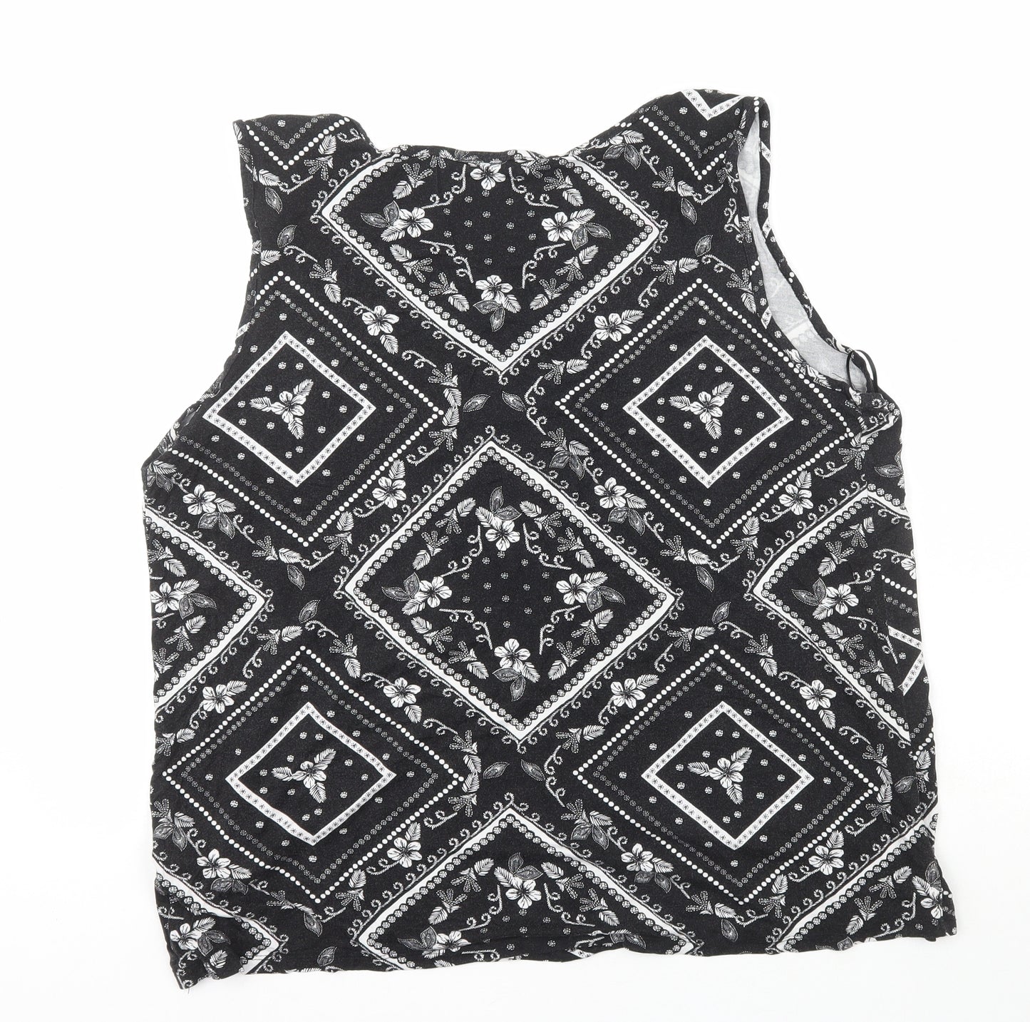 Papaya Womens Black  Viscose Basic Tank Size 20 V-Neck - Flowers