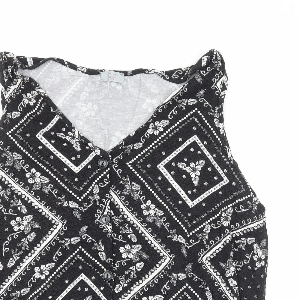 Papaya Womens Black  Viscose Basic Tank Size 20 V-Neck - Flowers