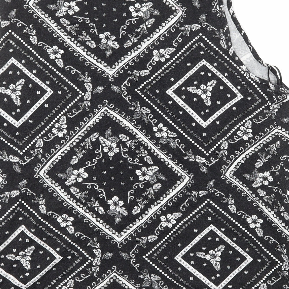 Papaya Womens Black  Viscose Basic Tank Size 20 V-Neck - Flowers