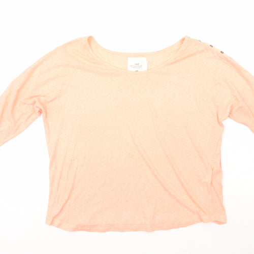 H&M Womens Pink  Cotton Basic T-Shirt Size 14 Boat Neck