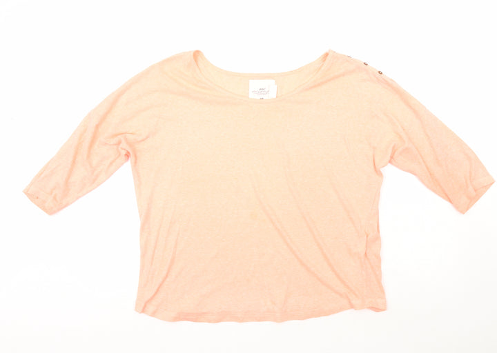 H&M Womens Pink  Cotton Basic T-Shirt Size 14 Boat Neck
