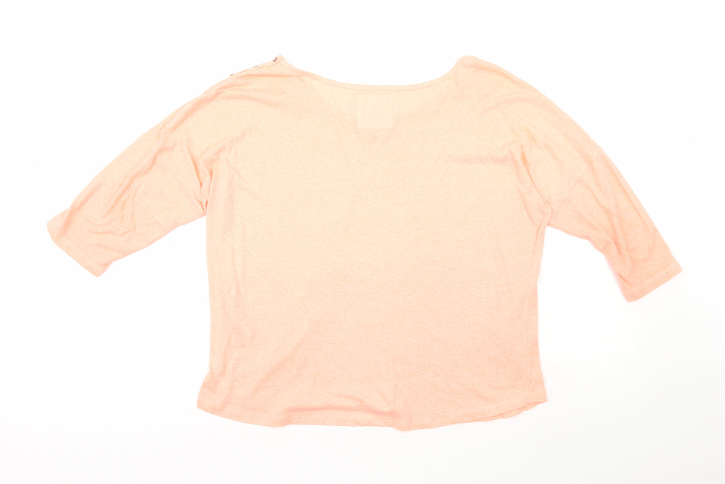 H&M Womens Pink  Cotton Basic T-Shirt Size 14 Boat Neck