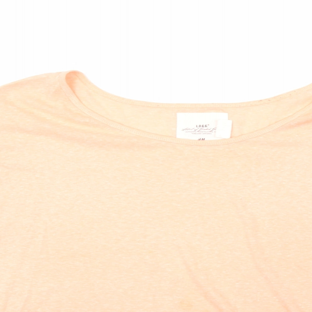 H&M Womens Pink  Cotton Basic T-Shirt Size 14 Boat Neck