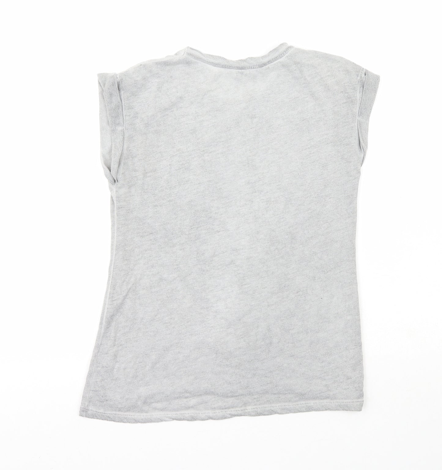 Internacionale Womens Grey  Polyester Basic T-Shirt Size 8 Crew Neck - Rebel Love
